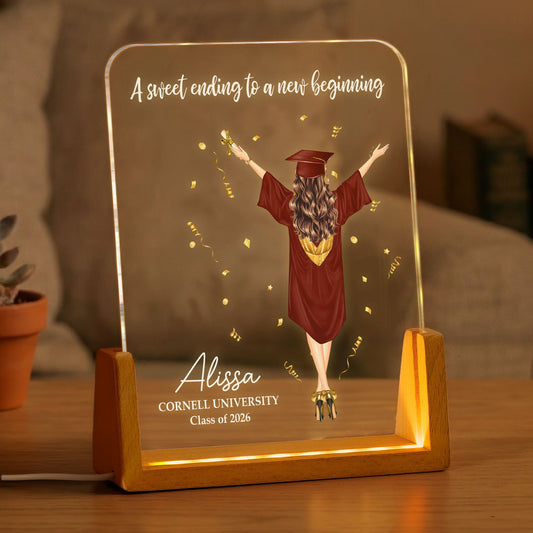 A Sweet Ending To A New Beginning - Graduation Gifts For Her, Him - Personalized Night Light