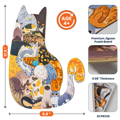 Adorable Cat-Shaped Puzzle For Kids, Cat Lovers - Cat Puzzle