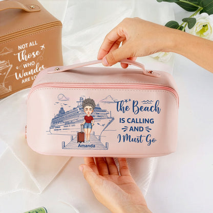 All My Cruise Crap - Personalized Leather Makeup Bag