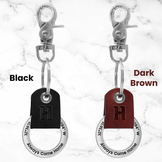 Father's Day Gifts, Always Come Home - Personalized Coordinates Keychain