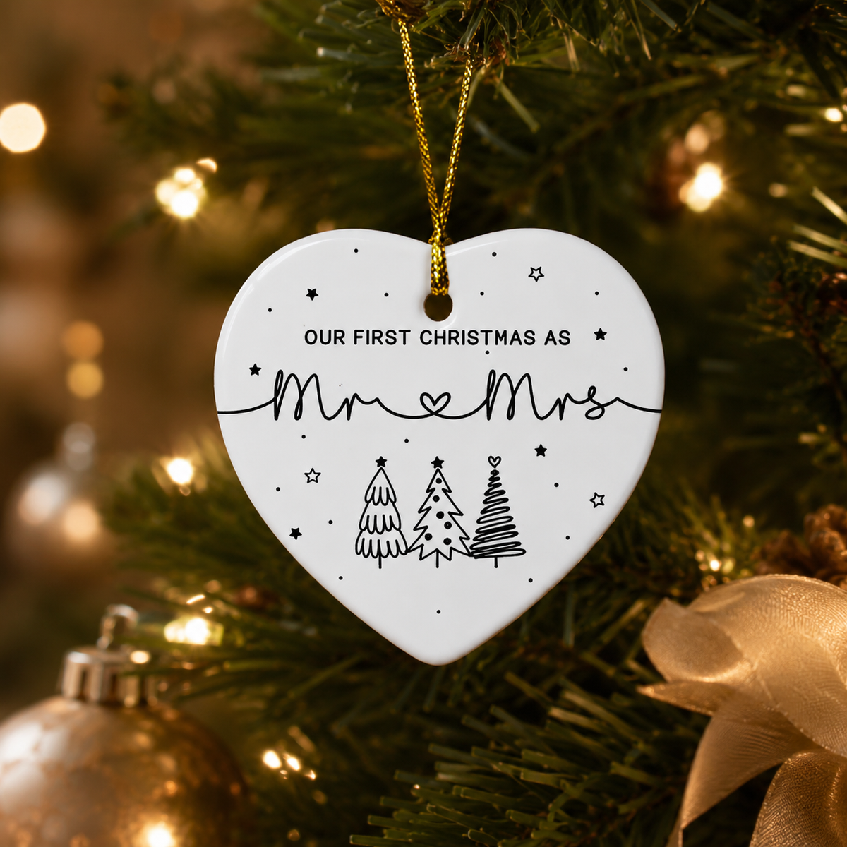 Always & Forever In Our Hearts Memorial - 2D Sea Glass Effect Christmas Ornament