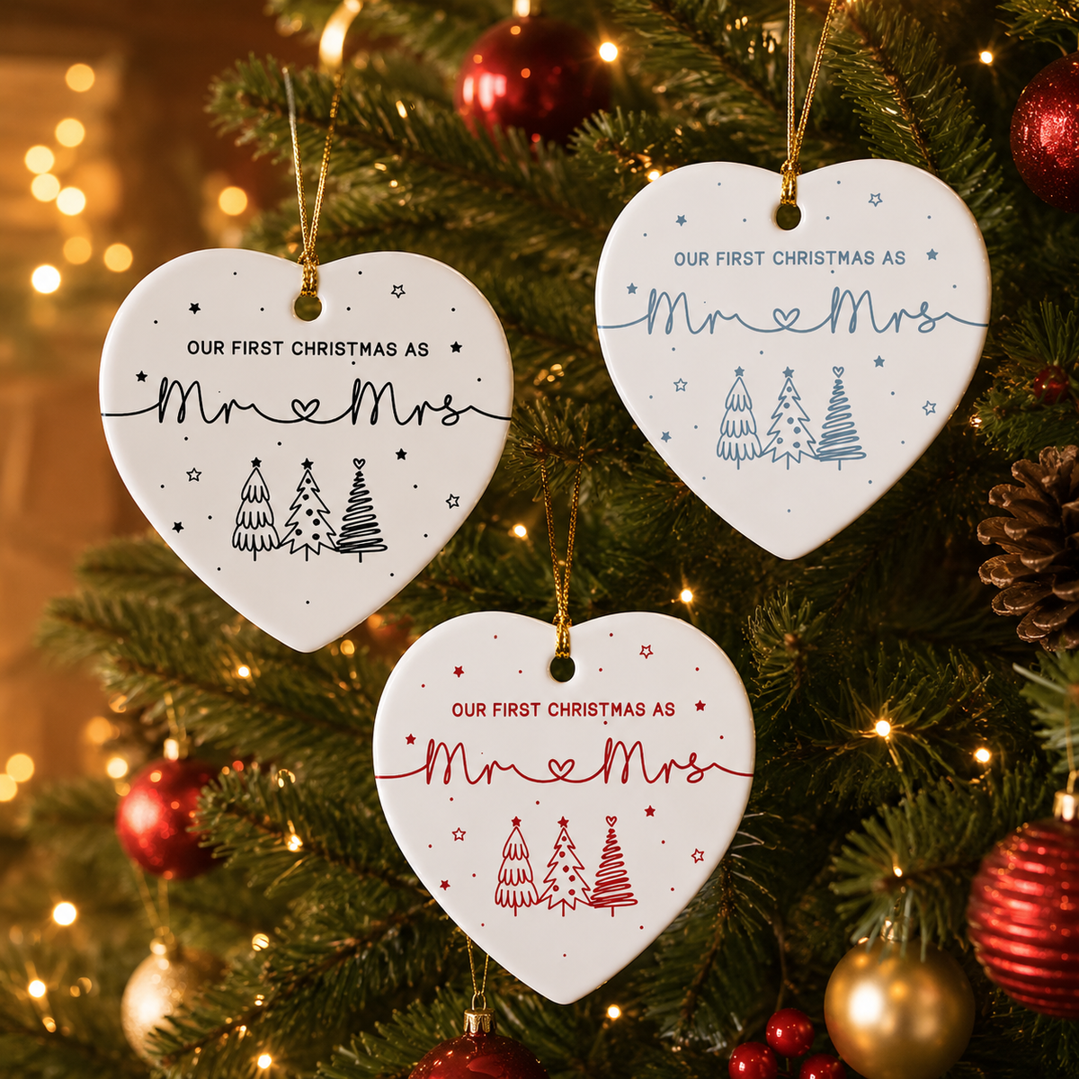 Always & Forever In Our Hearts Memorial - 2D Sea Glass Effect Christmas Ornament