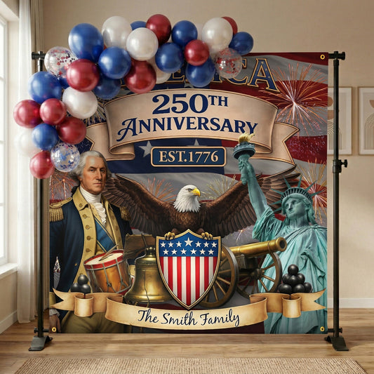 America 250th Birthday Patriotic 2026 Decors - Personalized Backdrop