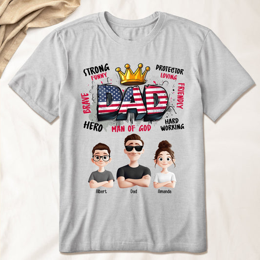 Father's Day Gifts, American Dad Man Of God - Personalized Shirt
