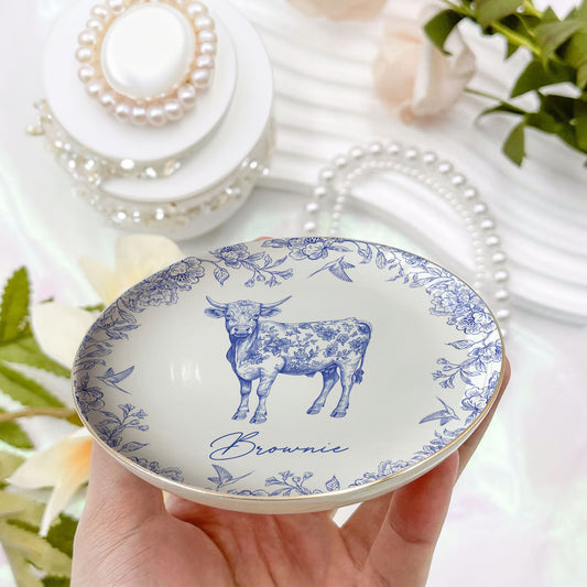 Animal Lovers Vintage Chinoiserie Toile De Jouy - Personalized Jewelry Dish