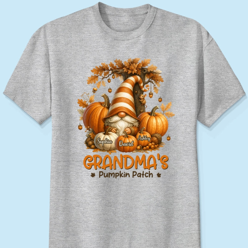 Gnome Grandma's Pumpkin Patch Personalized Fall Sweatshirt, Cozy Fall Sweatshirt for Grandma