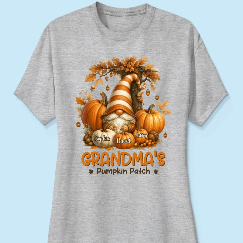 Gnome Grandma's Pumpkin Patch Personalized Fall Sweatshirt, Cozy Fall Sweatshirt for Grandma