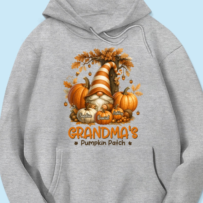 Gnome Grandma's Pumpkin Patch Personalized Fall Sweatshirt, Cozy Fall Sweatshirt for Grandma