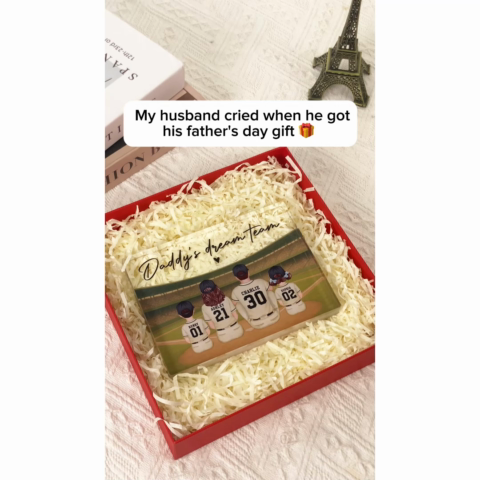 Retro Vintage Baseball Daddy's Dream Team Personalized Acrylic Block Plaque| Unique  Gift For Dad