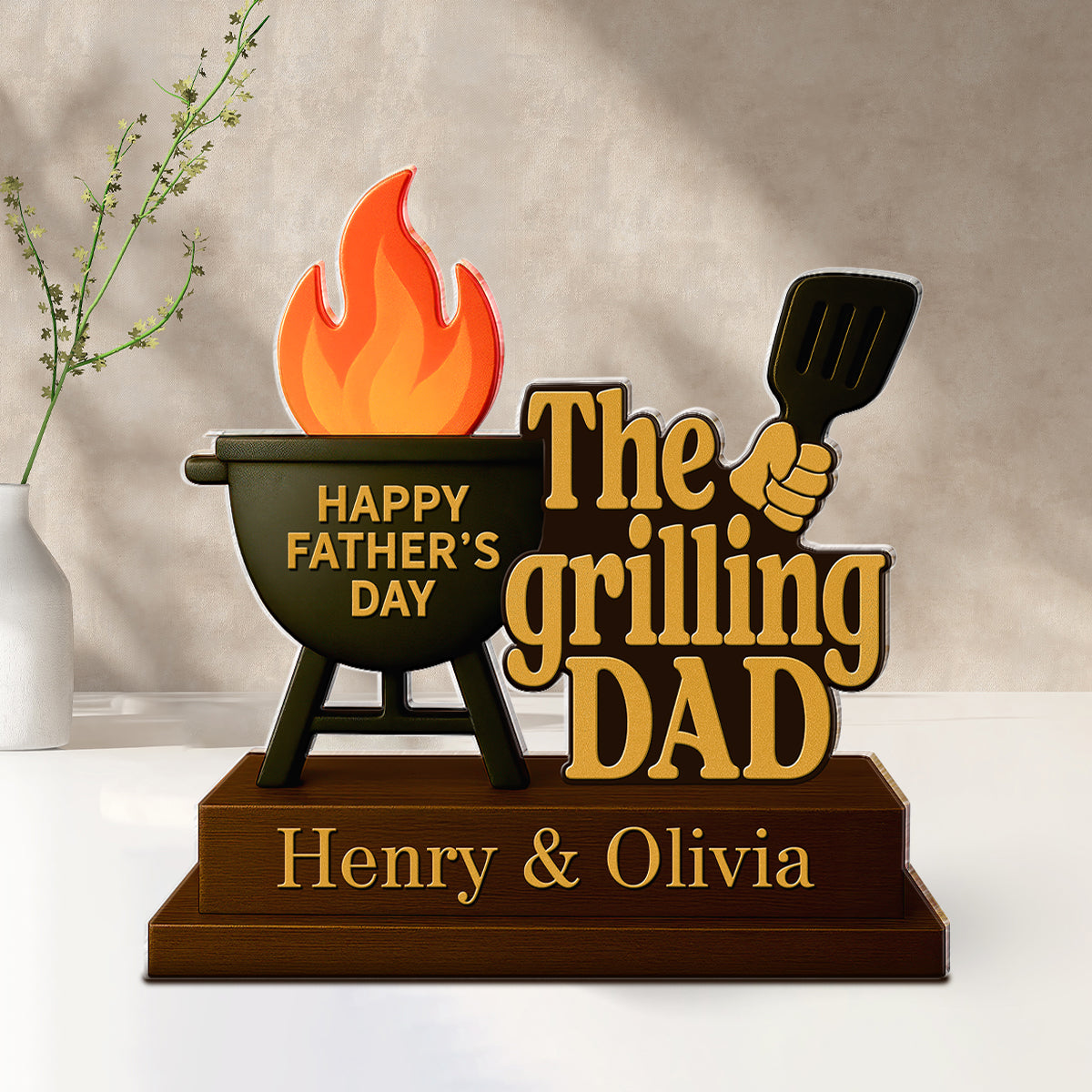 The Grillfather Personalized Custom Shape Acrylic Block,  Gift For Husband, For Dad