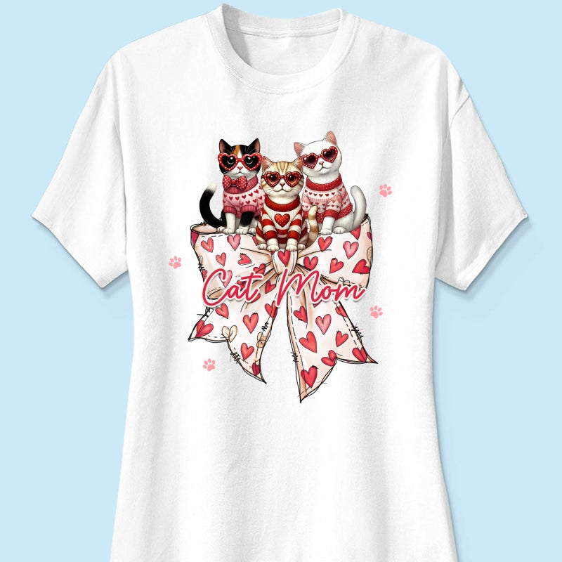Coquette Bow  Cat Personalized Shirt, Gift for Cat Moms