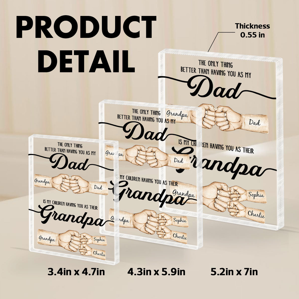 The Only Thing Better Than Having You As My Dad Fist Bump Personalized Acrylic Block,  gift for Dad from Daughter from Son