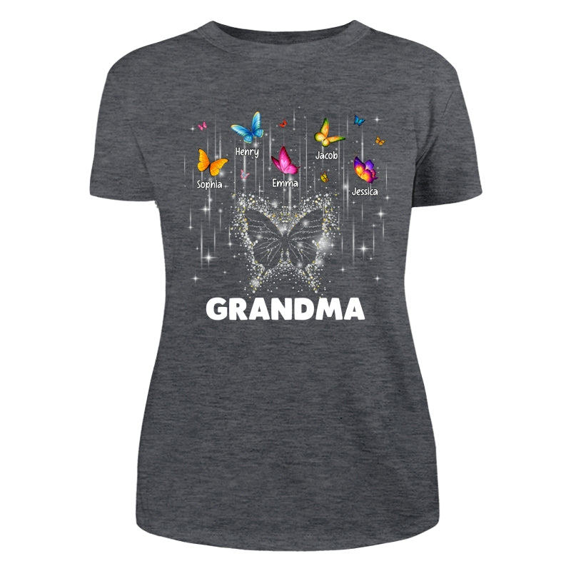 Twinkle Butterflies Mom Grandma Personalized Shirt