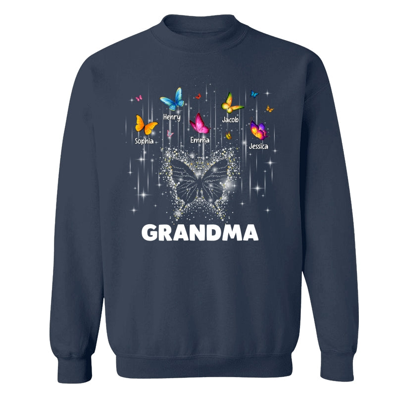 Twinkle Butterflies Mom Grandma Personalized Shirt