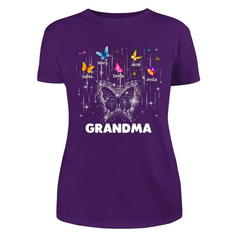 Twinkle Butterflies Mom Grandma Personalized Shirt
