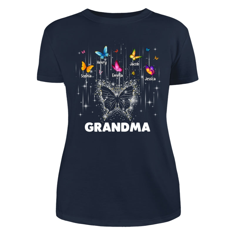 Twinkle Butterflies Mom Grandma Personalized Shirt