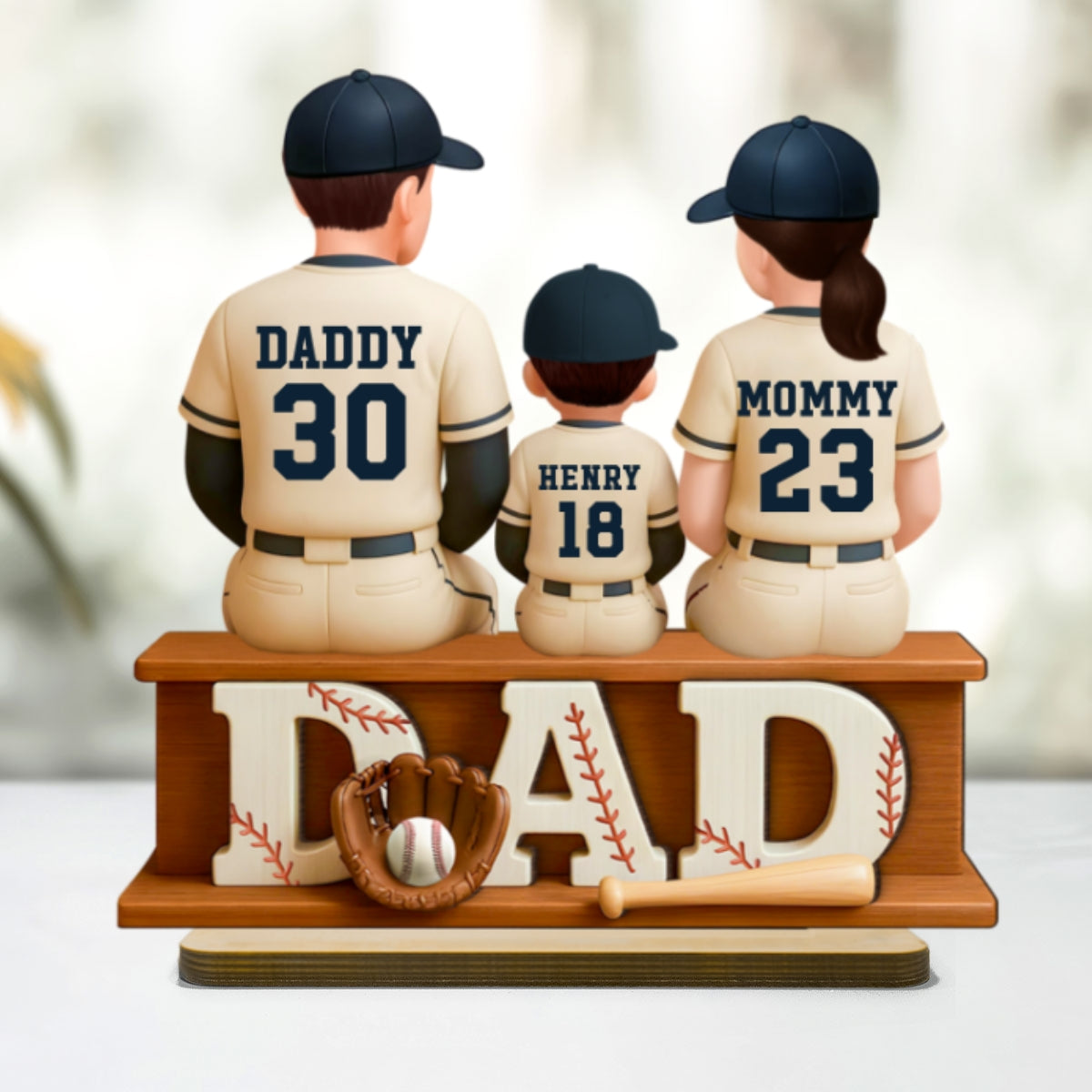 Personalized Baseball Theme Standing Wooden Plaque,  Gift for Baseball Dad, Gift for Husband
