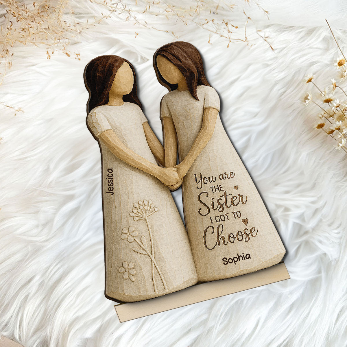 You Are The Sister I Got To Choose 3D Effect - Personalized 2-Layered Wooden Plaque - Gift for Besties, Best Friends