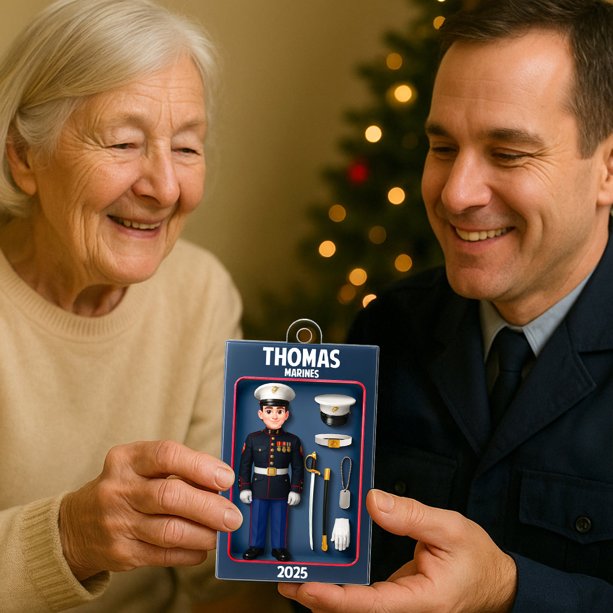 Marines Action Figure 3D Effect Personalized Acrylic Ornament - Special Gift For The Marines