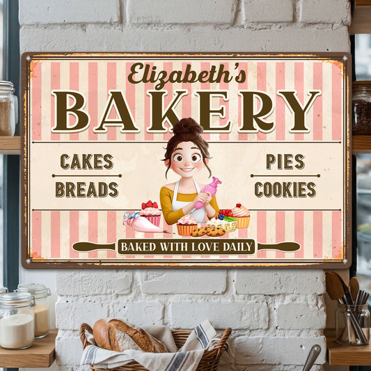Baked With Love - Personalized Metal Sign