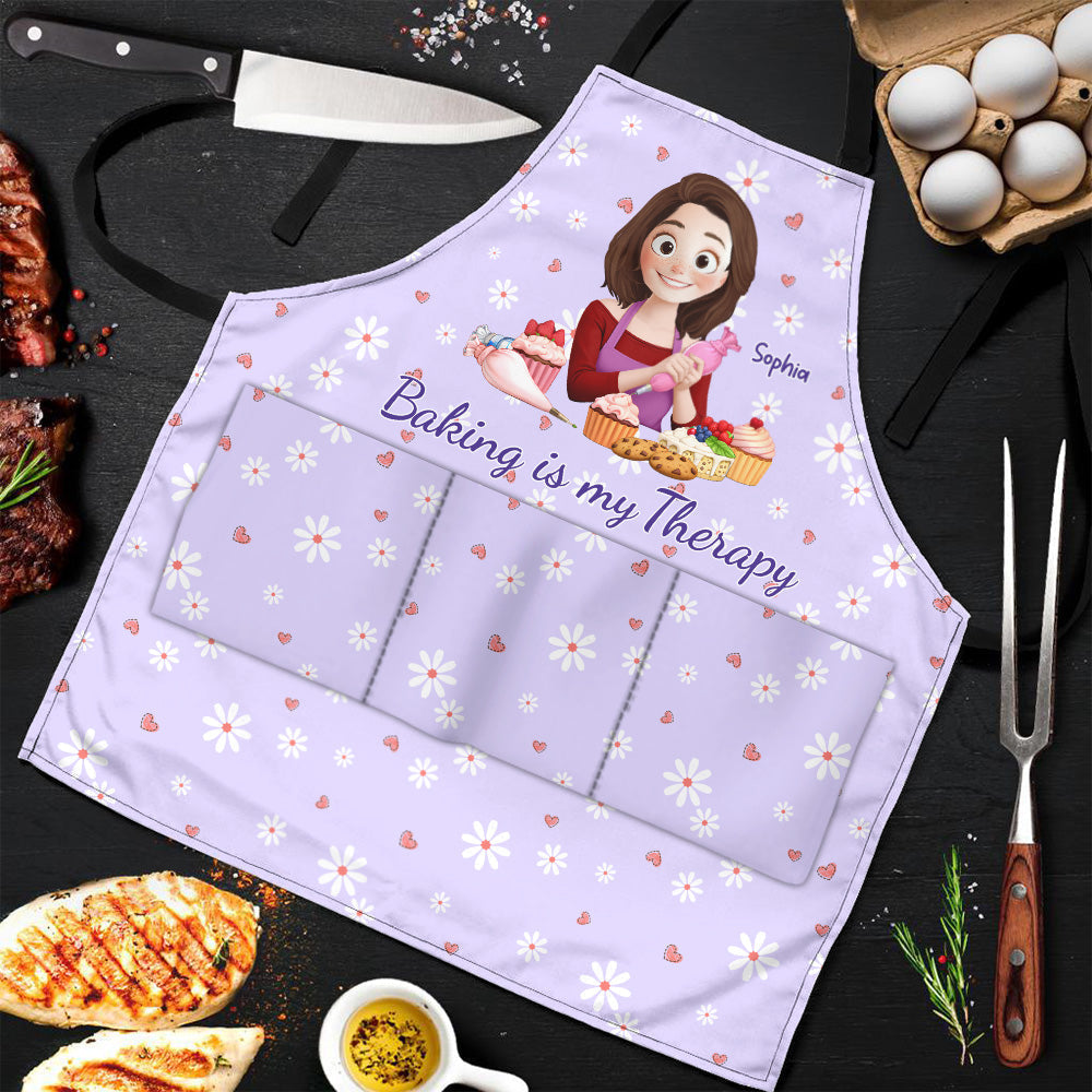 Baking Is My Therapy - Personalized Apron