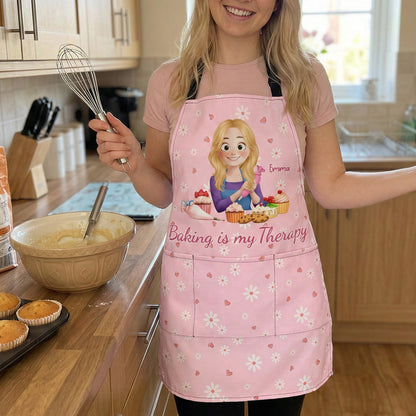 Baking Is My Therapy - Personalized Apron