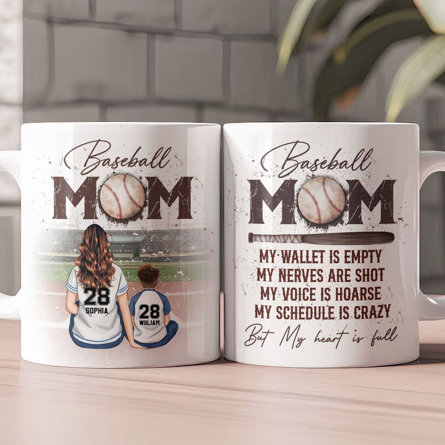 Father's Day Gifts, Baseball Mom But My Heart Is Full - Personalized Mug