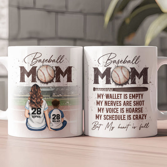 Father's Day Gifts, Baseball Mom But My Heart Is Full - Personalized Mug