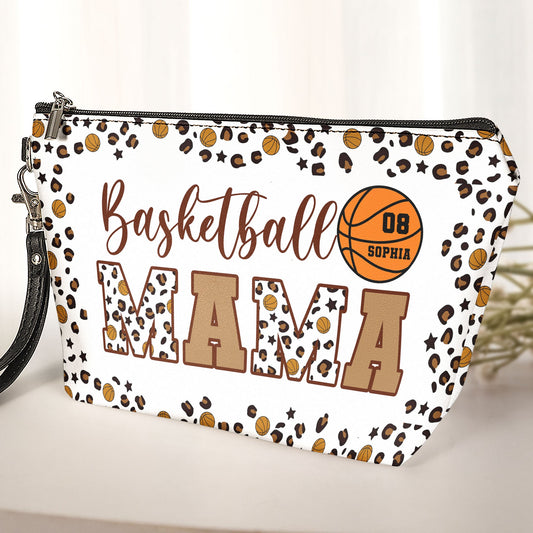 Basketball Mama Leopard Pattern - Personalized Cosmetic Bag
