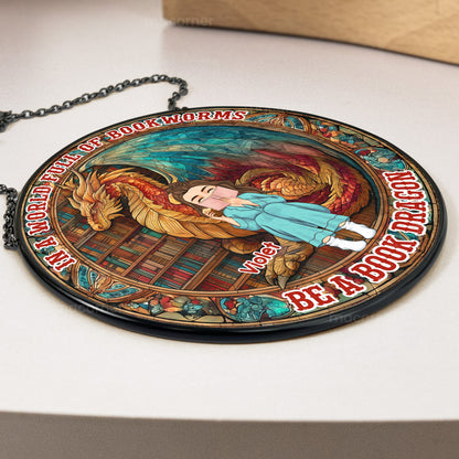 Be A Book Dragon - Personalized Stained Glass Window Hanging Suncatcher