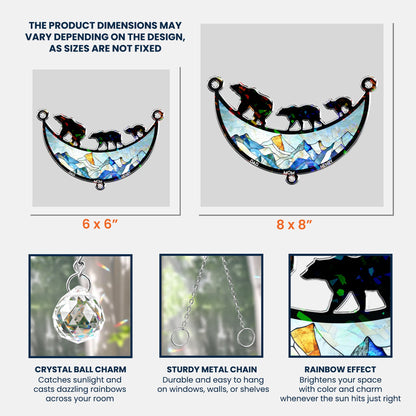 Bear Family - Personalized Acrylic Suncatcher With Crystal Ball Prism