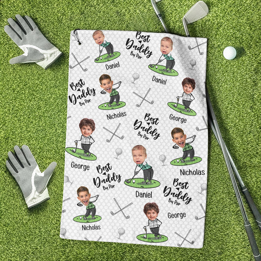 Father's Day Gifts, Best Dad By Par Best Papa By Par - Personalized Photo Golf Towel