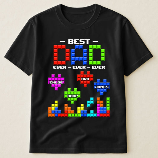 Father's Day Gifts, Best Dad Ever Block Puzzle - Personalized Shirt
