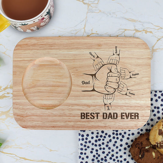 Father's Day Gifts, Best Dad Ever - Custom Engraved Wooden Tea & Biscuit Board