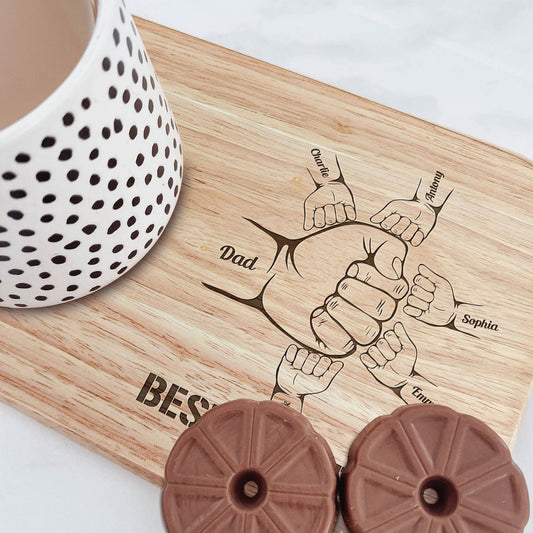 Father's Day Gifts, Best Dad Ever - Custom Engraved Wooden Tea & Biscuit Board