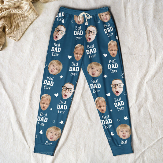 Father's Day Gifts, Best Dad Ever Custom Kids Faces - Personalized Photo Sweatpants