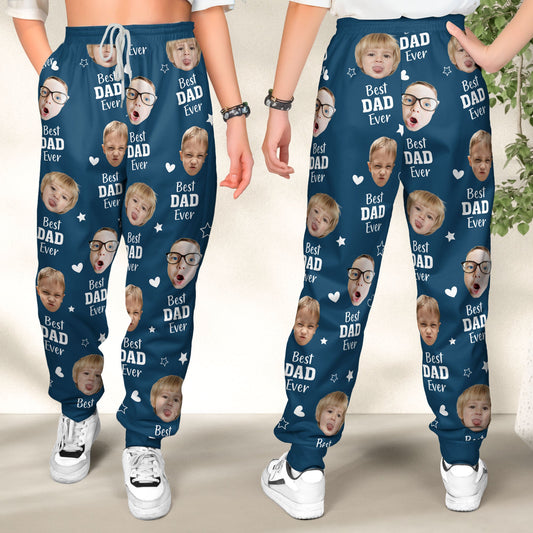 Father's Day Gifts, Best Dad Ever Custom Kids Faces - Personalized Photo Sweatpants