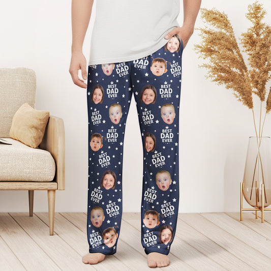 Father's Day Gifts, Best Dad Ever Custom Kids Pets - Personalized Photo Lounge Pants