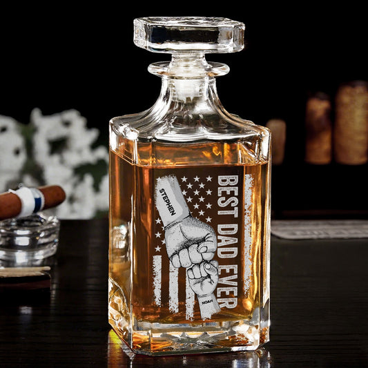 Father's Day Gifts, Best Dad Ever - Father's Day Gifts For Dad, Papa, Step-Dad - Custom Decanter
