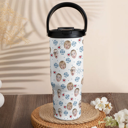 Father's Day Gifts, Best Dad Ever Father's Day Gift For Men - Personalized Photo 30oz Tumbler With Handle
