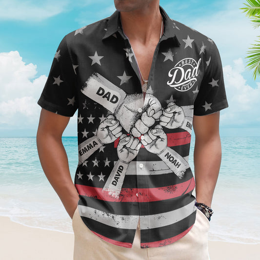 Father's Day Gifts, Best Dad Ever Fist Bump - Personalized Hawaiian Shirt