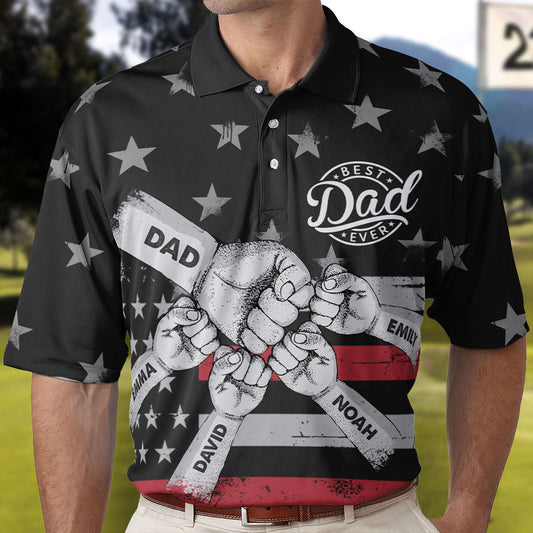 Father's Day Gifts, Best Dad Ever Fist Bump - Personalized Polo Shirt