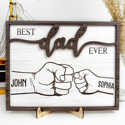 Father's Day Gifts, Best Dad Ever - New Version - Personalized Wooden Plaque