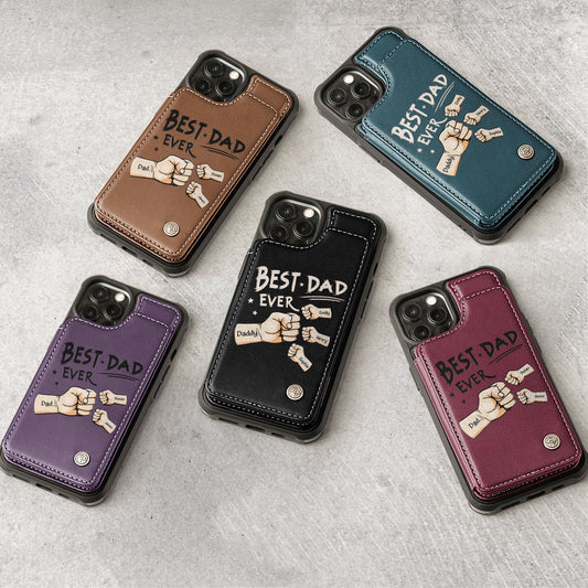 Father's Day Gifts, Best Dad Ever - Personalized Leather Flip Wallet Phone Case