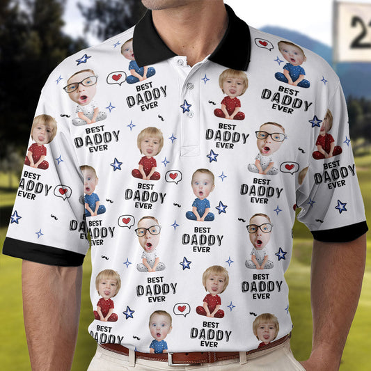 Father's Day Gifts, Best Dad Ever - Personalized Photo Polo Shirt