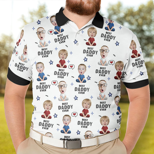 Father's Day Gifts, Best Dad Ever - Personalized Photo Polo Shirt