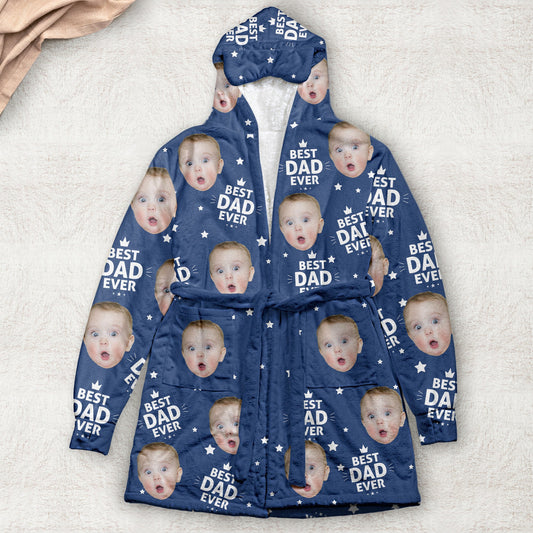 Father's Day Gifts, Best Dad Ever, Best Mom Ever, Best Papa Ever, Best Grandma Ever - Personalized Photo Hooded Robe