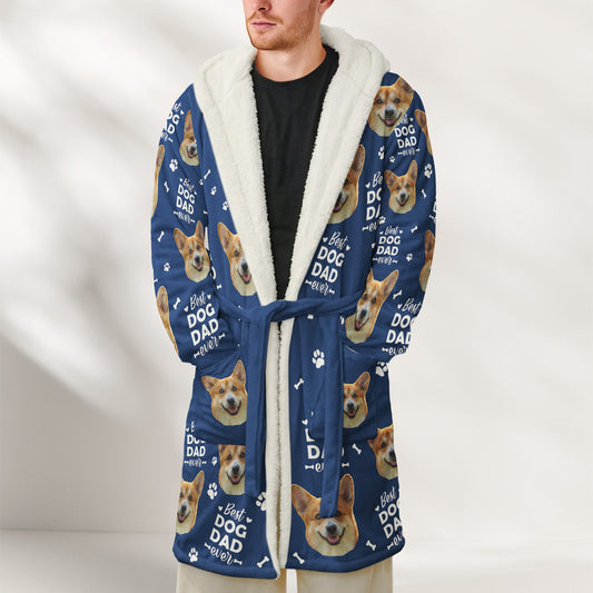 Father's Day Gifts, Best Dog Dad Ever, Best Dog Mom Best Cat Dad Mom - For Pet Lovers - Personalized Photo Hooded Robe
