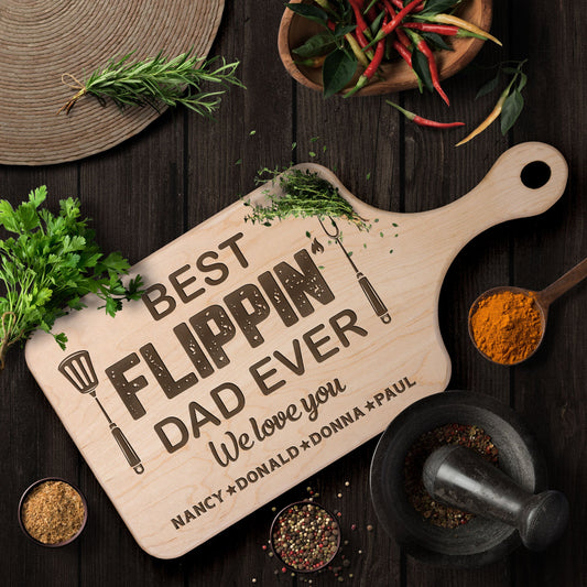 Father's Day Gifts, Best Flippin Dad Ever - Personalized Paddle Cutting Board