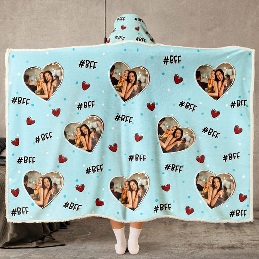Best Friends Gift Custom Photo - Personalized Photo Wearable Blanket Hoodie